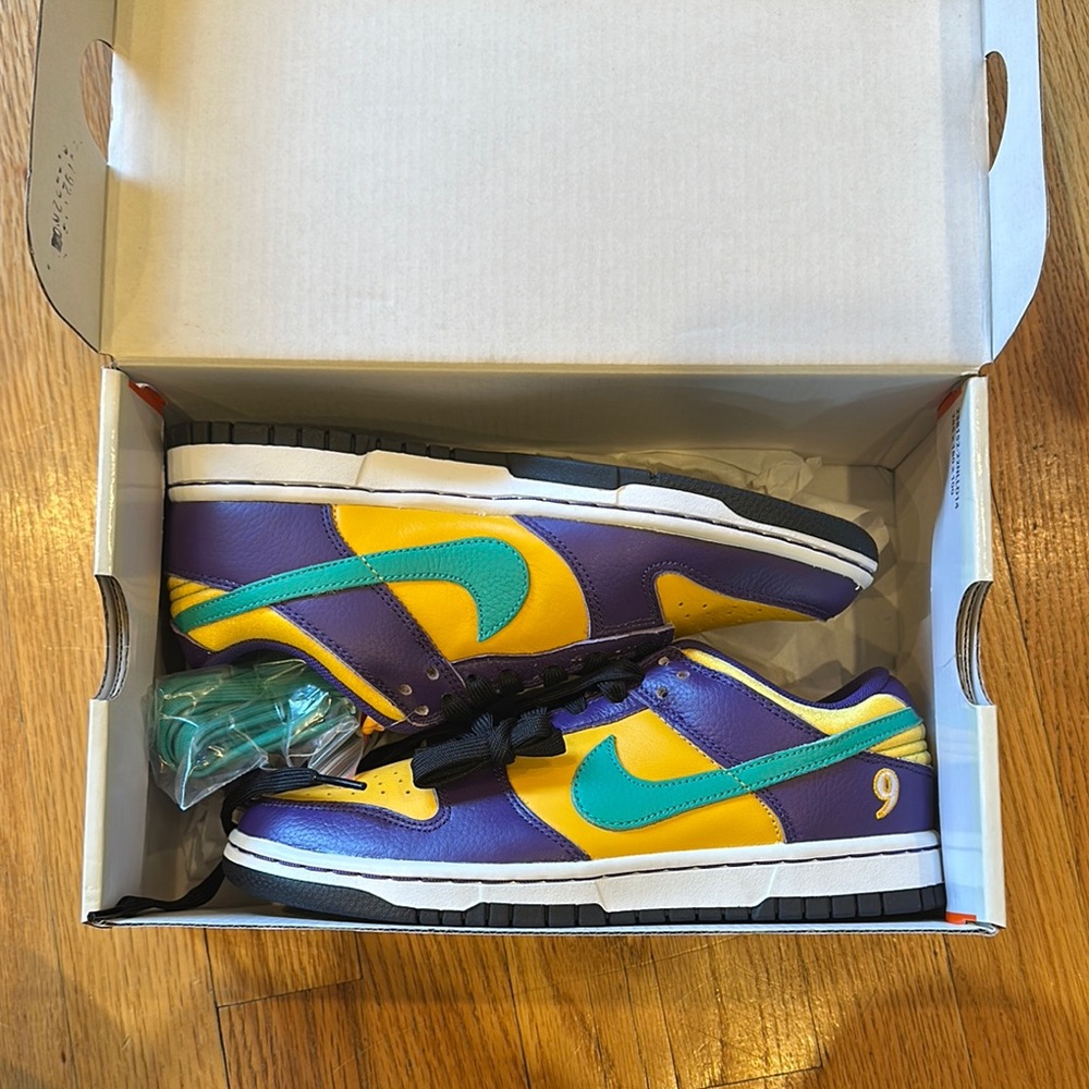 Limited Edition Nike Dunk Low Lisa Leslie Purple and Yellow Sneakers
